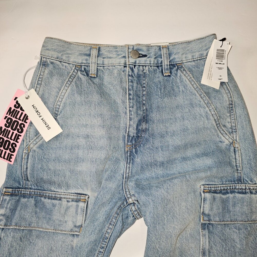 NWT Aritzia DENIM FORUM The 90s Millie Hi-Rise Cargo Jeans Size 24w - Picture 4 of 12